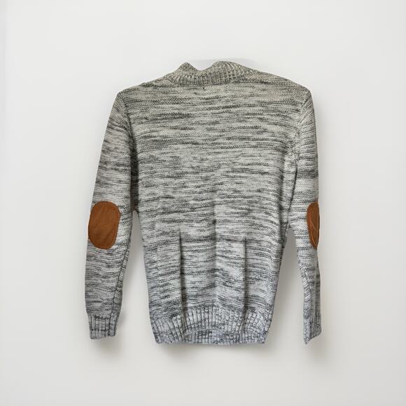 The Slope‎ Sweater Pullover Boys M Gray w/Brown Elbow Patches Sherpa Collar - Picture 4 of 5